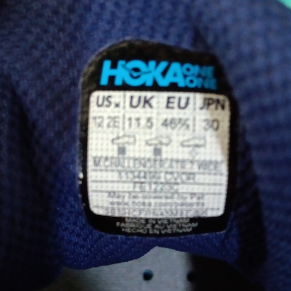 Hoka Us 12 Wide Mens Vibrant Blue and Orange Sneakers - Picture 5 of 9